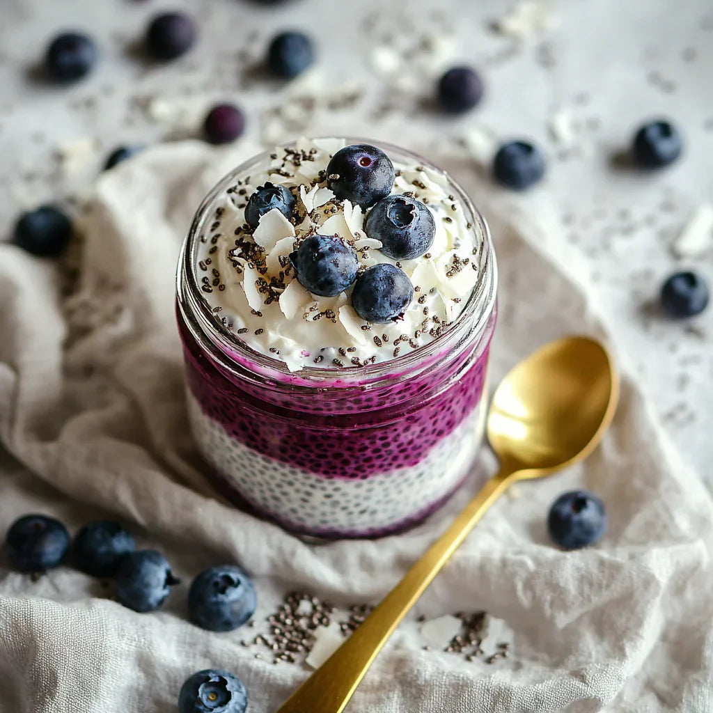 High-protein blueberry chia pudding for weight loss breakfast