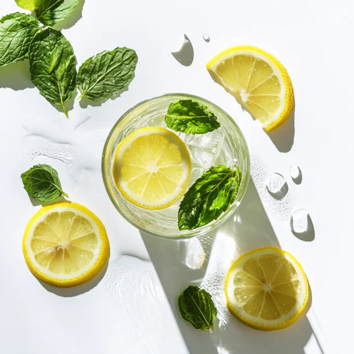 Drinking water for weight loss with lemon and mint
