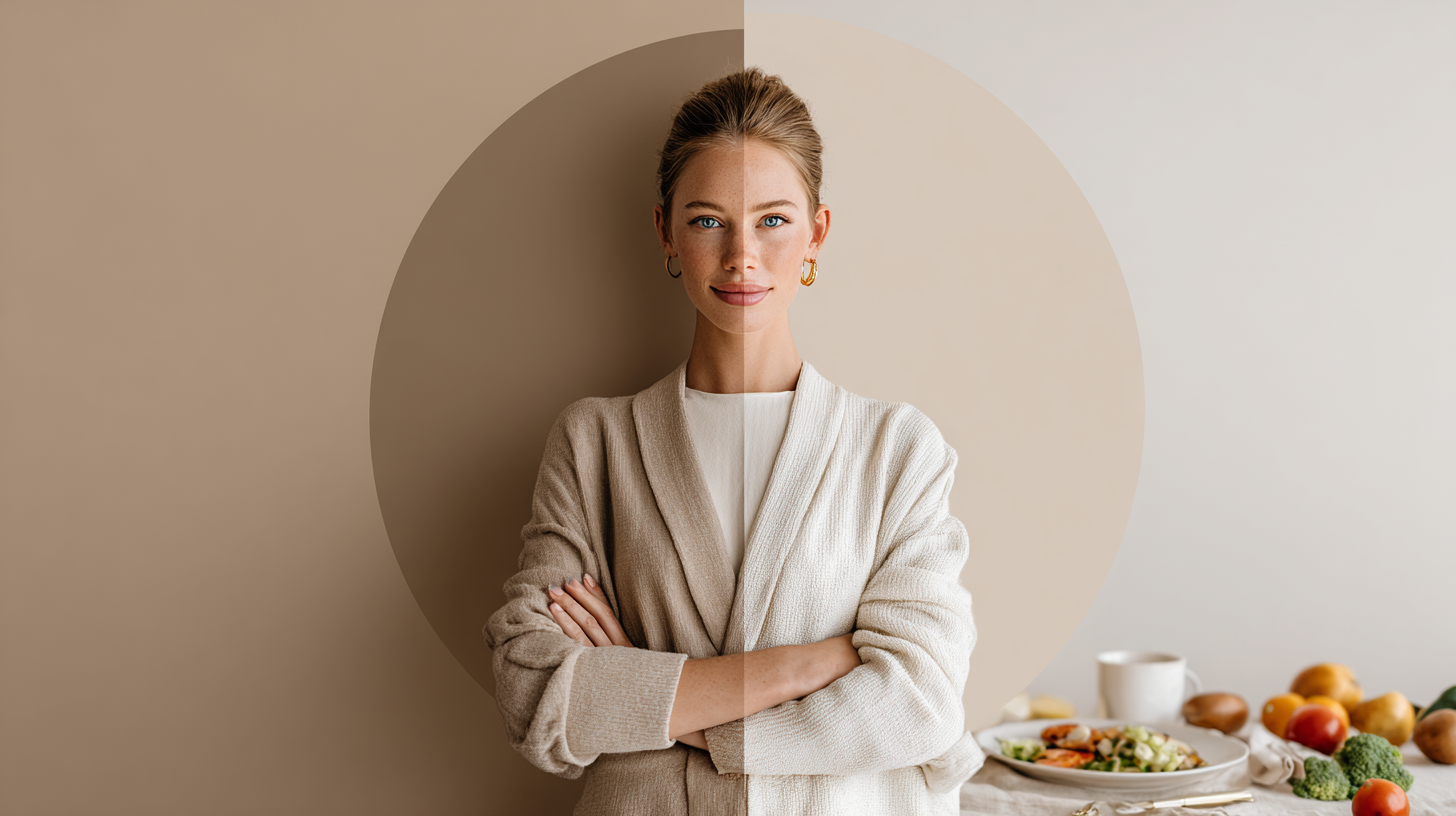 Woman comparing personalized meal plans and weight loss apps for sustainable weight loss.