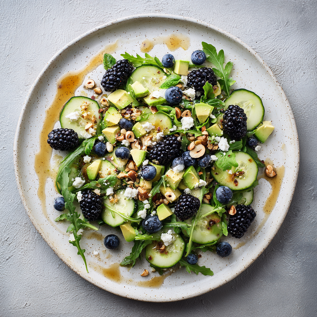 Blackberry Avocado Arugula Salad with Lime-Mint Vinaigrette