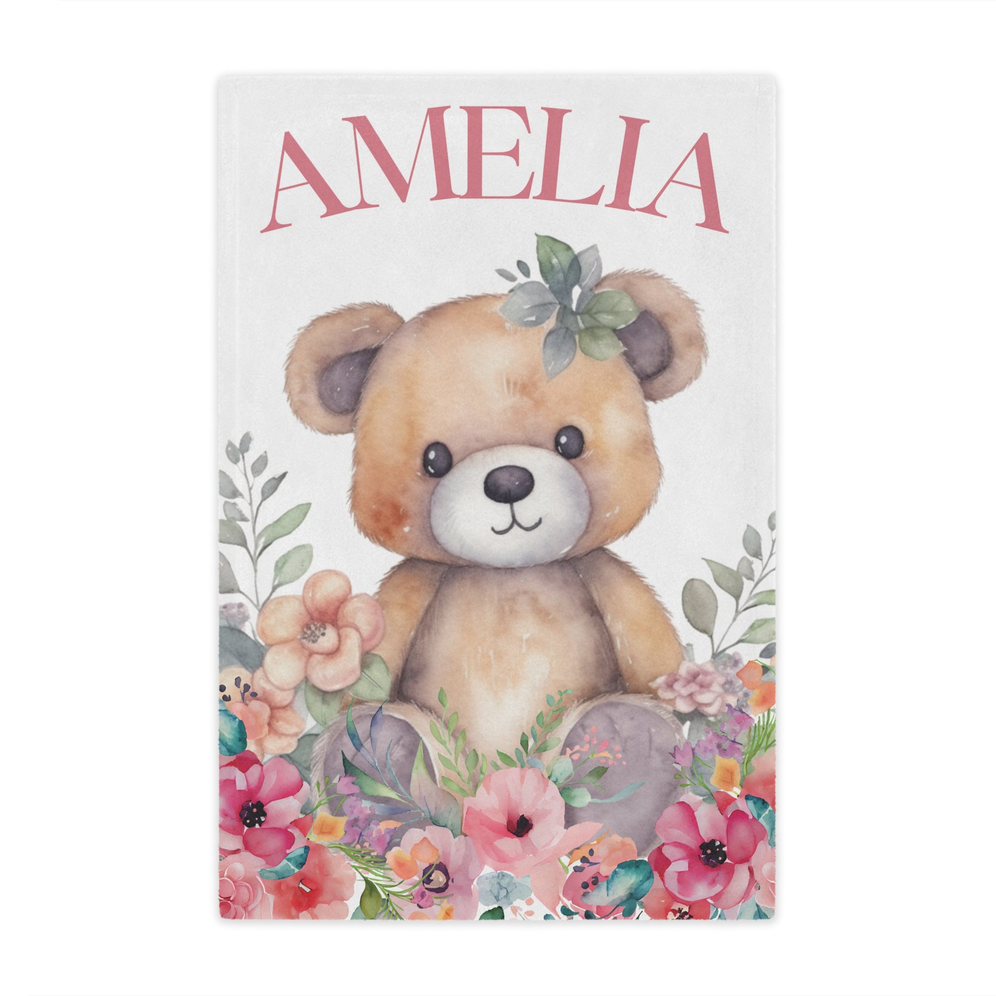 Teddy Flower Bear Artistic Blanket