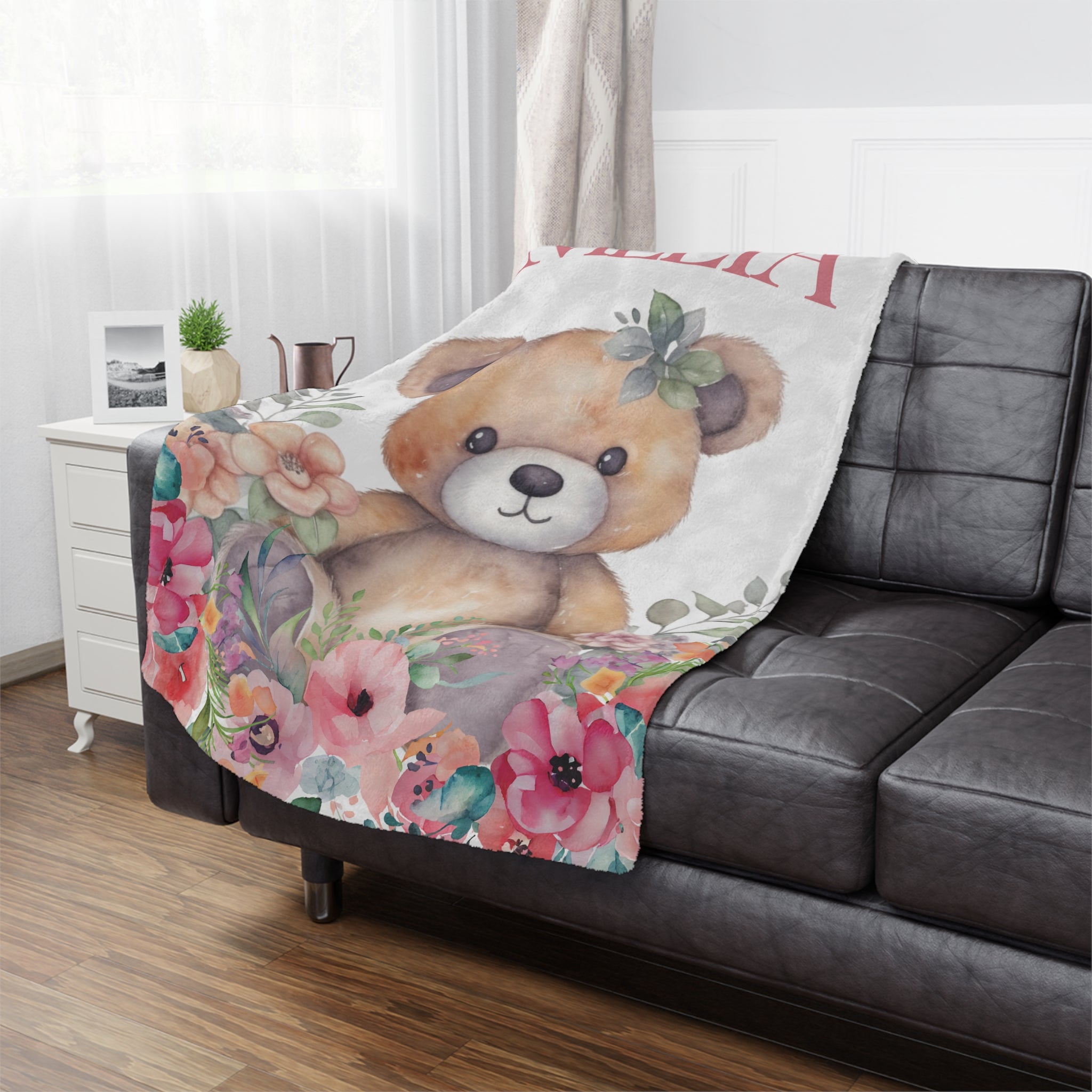 Teddy Flower Bear Artistic Blanket