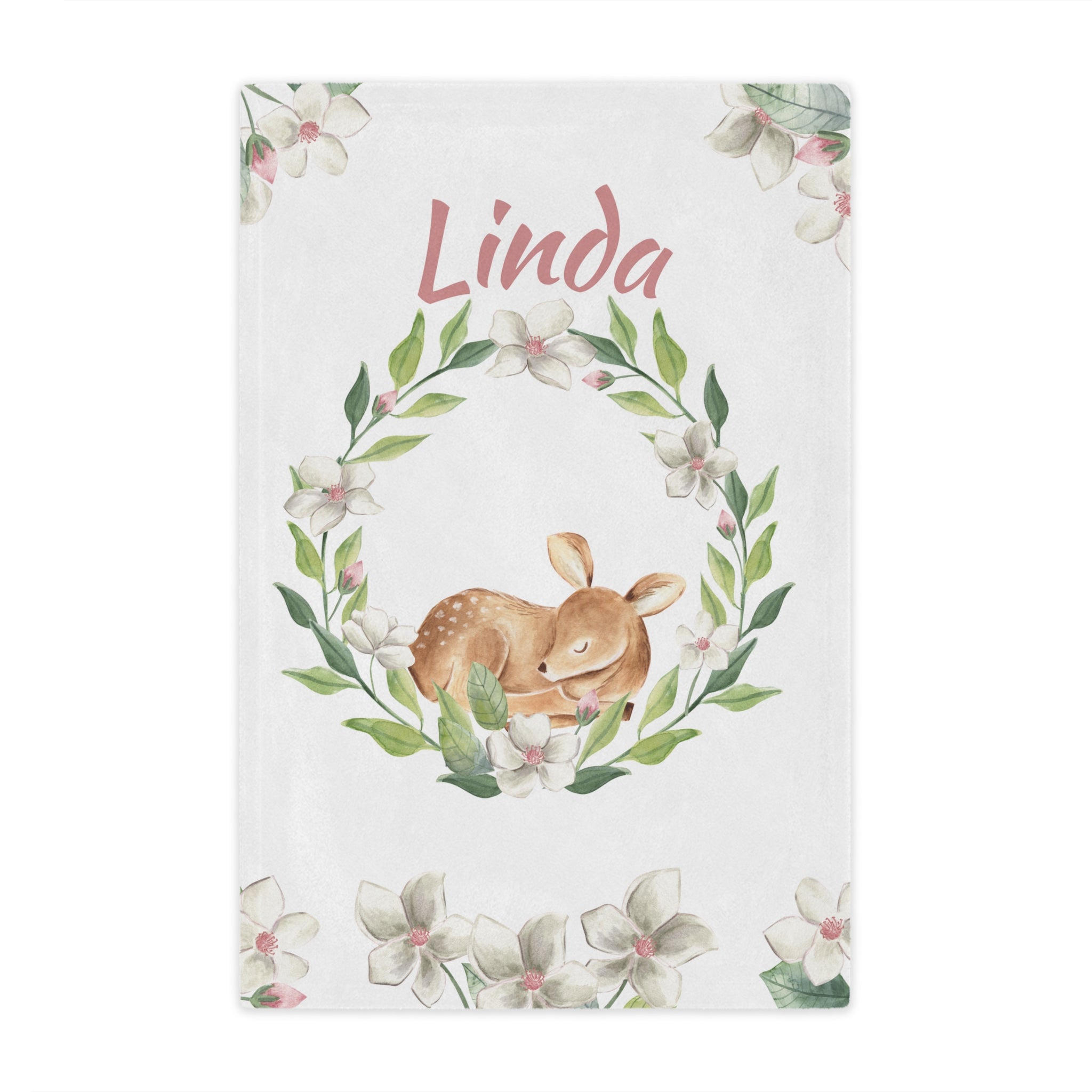 White Flower Bamby Girl Artistic Blanket