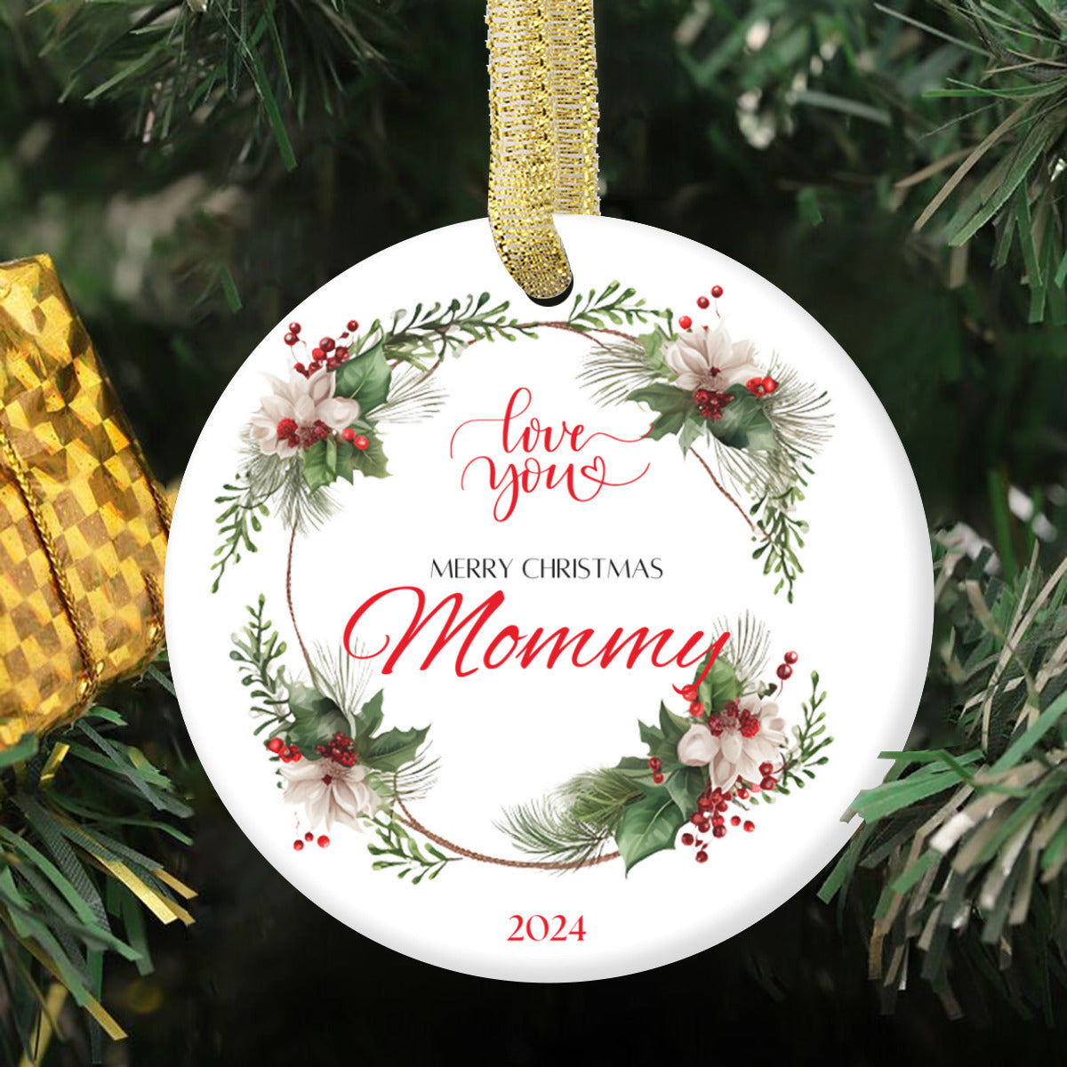 Green and red Christmas ornament