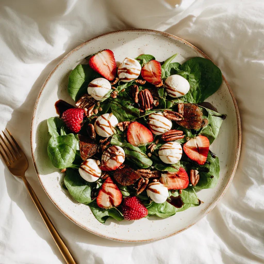 Overhead view of a luxury strawberry salad